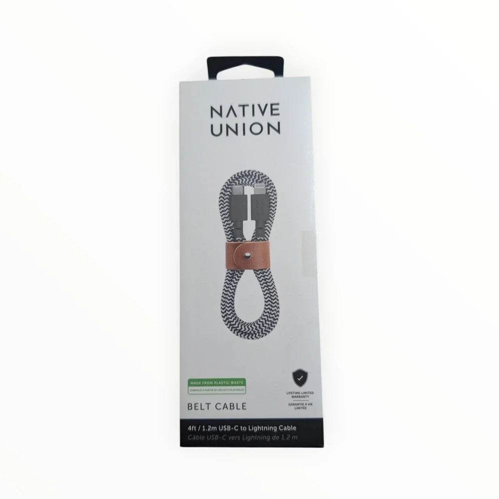 D6-Poly Native Union‎ Belt Cable 4' Lighting to USB-C Cable - Zebra